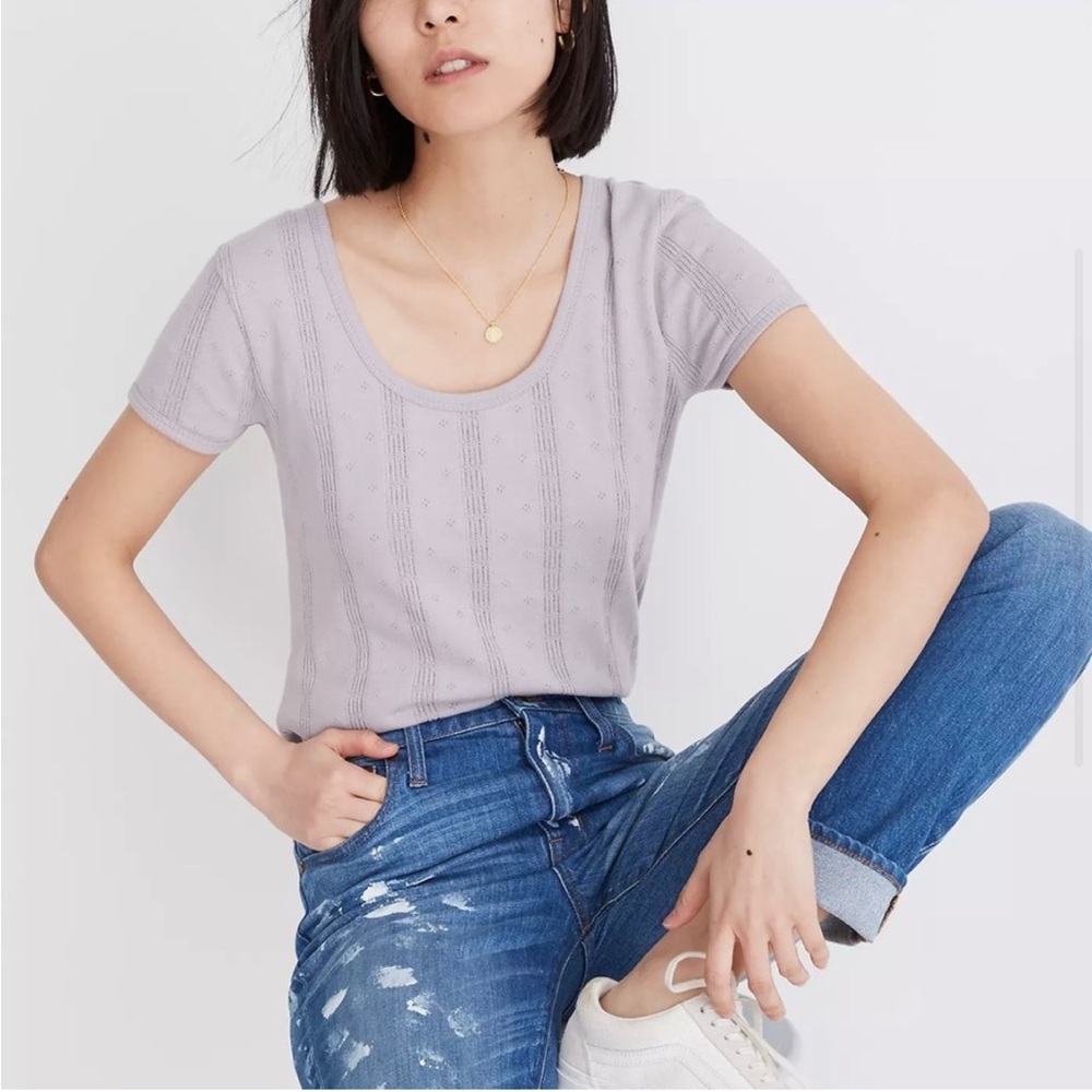Madewell Pointelle Ribbed Tee Size XS